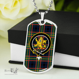 ScottishPlaid MacLeish Modern Clan Tartan Dog Tag Necklace - Crest Classic Scottish Plaid Tartan Plaid