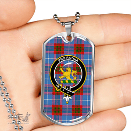 ScottishPlaid Newton Clan Tartan Dog Tag Necklace - Crest Classic Scottish Plaid Tartan Plaid