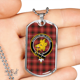 ScottishPlaid MacIver #2 Weathered Clan Tartan Dog Tag Necklace - Crest Classic Scottish Plaid Tartan Plaid