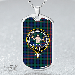 ScottishPlaid Murray of Atholl (Murray) Modern Clan Tartan Dog Tag Necklace - Crest Classic Scottish Plaid Tartan Plaid