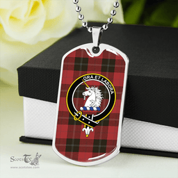 ScottishPlaid Ramsay Red (Ramsay of Dalhousie) Clan Tartan Dog Tag Necklace - Crest Classic Scottish Plaid Tartan Plaid