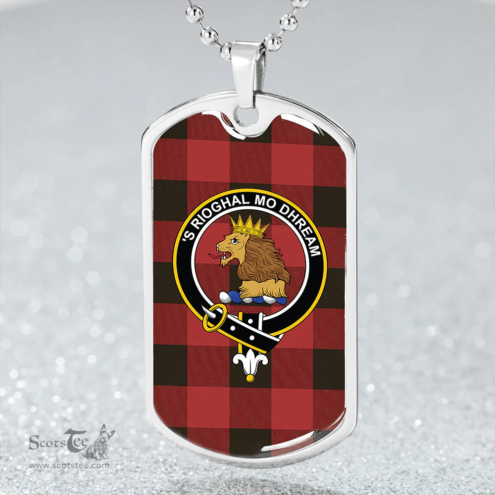 ScottishPlaid MacGregor Rob Roy (Gregor Red & Black) Weathered Clan Tartan Dog Tag Necklace - Crest Classic Scottish Plaid Tartan Plaid