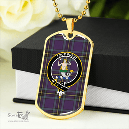 ScottishPlaid Murray of Elibank Weathered Clan Tartan Dog Tag Necklace - Crest Classic Scottish Plaid Tartan Plaid
