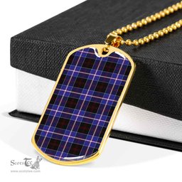 Scottish Dunlop Modern Clan Tartan Dog Tag Necklace - Classic Scottish Plaid Tartan Plaid