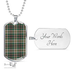 Scottish Craig Ancient Clan Tartan Dog Tag Necklace - Classic Scottish Plaid Tartan Plaid