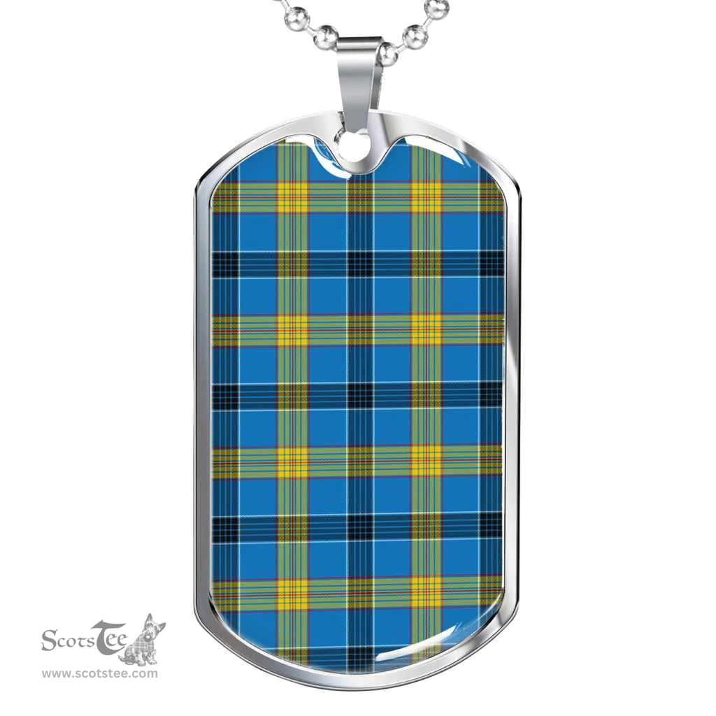 Scottish Laing Clan Tartan Dog Tag Necklace - Classic Scottish Plaid Tartan Plaid