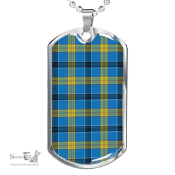 Scottish Laing Clan Tartan Dog Tag Necklace - Classic Scottish Plaid Tartan Plaid