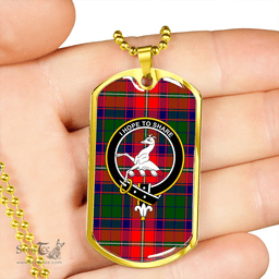 ScottishPlaid Riddell Clan Tartan Dog Tag Necklace - Crest Classic Scottish Plaid Tartan Plaid