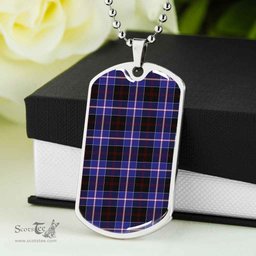 Scottish Dunlop Modern Clan Tartan Dog Tag Necklace - Classic Scottish Plaid Tartan Plaid