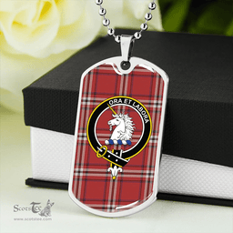 ScottishPlaid Ramsay Angus & Mearns Weathered Clan Tartan Dog Tag Necklace - Crest Classic Scottish Plaid Tartan Plaid