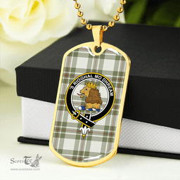 ScottishPlaid MacGregor Dress Green (Gregor Dress Green) Weathered Clan Tartan Dog Tag Necklace - Crest Classic Scottish Plaid Tartan Plaid