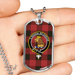 ScottishPlaid MacGregor Rob Roy (Gregor Red & Black) Weathered Clan Tartan Dog Tag Necklace - Crest Classic Scottish Plaid Tartan Plaid