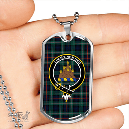 ScottishPlaid MacKenzie Modern Clan Tartan Dog Tag Necklace - Crest Classic Scottish Plaid Tartan Plaid