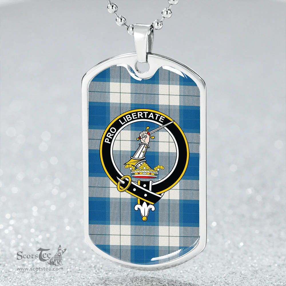 ScottishPlaid Wallace Dress Blue (Wallas Dress Blue) Ancient Clan Tartan Dog Tag Necklace - Crest Classic Scottish Plaid Tartan Plaid