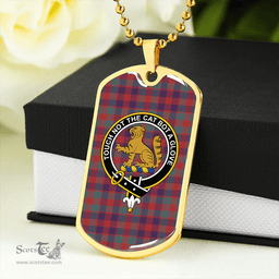 ScottishPlaid MacGowan (Gow) Weathered Clan Tartan Dog Tag Necklace - Crest Classic Scottish Plaid Tartan Plaid