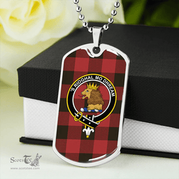 ScottishPlaid MacGregor Rob Roy (Gregor Red & Black) Weathered Clan Tartan Dog Tag Necklace - Crest Classic Scottish Plaid Tartan Plaid