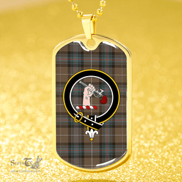 ScottishPlaid Semple Weathered Clan Tartan Dog Tag Necklace - Crest Classic Scottish Plaid Tartan Plaid