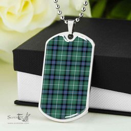Scottish MacDonald of the Isles Hunting Ancient Clan Tartan Dog Tag Necklace - Classic Scottish Plaid Tartan Plaid