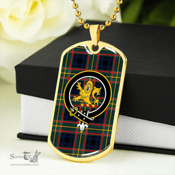 ScottishPlaid MacLeish Modern Clan Tartan Dog Tag Necklace - Crest Classic Scottish Plaid Tartan Plaid