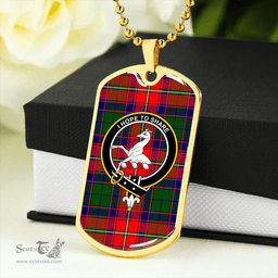 ScottishPlaid Riddell Clan Tartan Dog Tag Necklace - Crest Classic Scottish Plaid Tartan Plaid