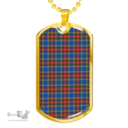 Scottish MacBeth Modern Clan Tartan Dog Tag Necklace - Classic Scottish Plaid Tartan Plaid