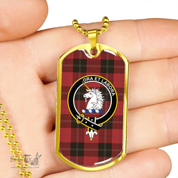 ScottishPlaid Ramsay Red (Ramsay of Dalhousie) Clan Tartan Dog Tag Necklace - Crest Classic Scottish Plaid Tartan Plaid