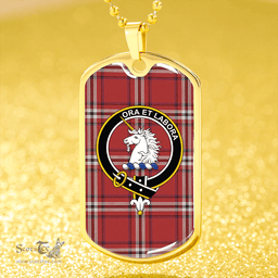 ScottishPlaid Ramsay Angus & Mearns Weathered Clan Tartan Dog Tag Necklace - Crest Classic Scottish Plaid Tartan Plaid