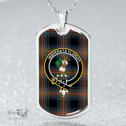 ScottishPlaid Watt (Wate) Ancient Clan Tartan Dog Tag Necklace - Crest Classic Scottish Plaid Tartan Plaid