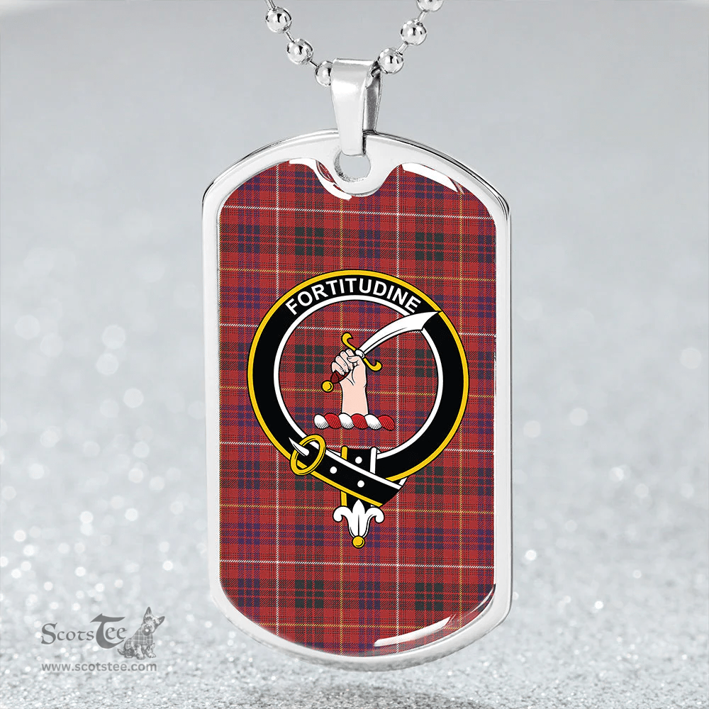 ScottishPlaid MacRae of Inverinate Weathered Clan Tartan Dog Tag Necklace - Crest Classic Scottish Plaid Tartan Plaid