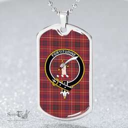 ScottishPlaid MacRae of Inverinate Weathered Clan Tartan Dog Tag Necklace - Crest Classic Scottish Plaid Tartan Plaid