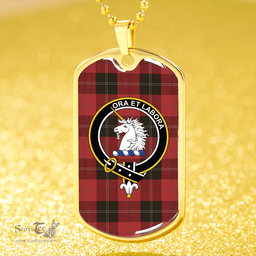 ScottishPlaid Ramsay Red (Ramsay of Dalhousie) Clan Tartan Dog Tag Necklace - Crest Classic Scottish Plaid Tartan Plaid