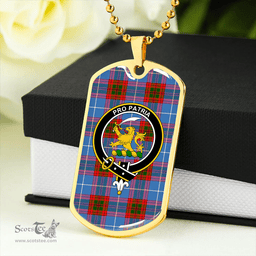 ScottishPlaid Newton Clan Tartan Dog Tag Necklace - Crest Classic Scottish Plaid Tartan Plaid