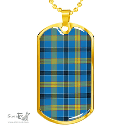 Scottish Laing Clan Tartan Dog Tag Necklace - Classic Scottish Plaid Tartan Plaid