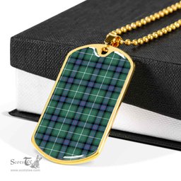 Scottish MacDonald of the Isles Hunting Ancient Clan Tartan Dog Tag Necklace - Classic Scottish Plaid Tartan Plaid