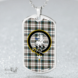 ScottishPlaid MacNaughton Dress #2 Ancient Clan Tartan Dog Tag Necklace - Crest Classic Scottish Plaid Tartan Plaid