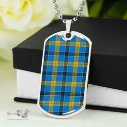 Scottish Laing Clan Tartan Dog Tag Necklace - Classic Scottish Plaid Tartan Plaid