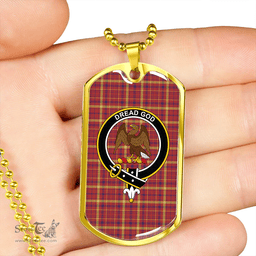 ScottishPlaid Munro Culloden Weathered Clan Tartan Dog Tag Necklace - Crest Classic Scottish Plaid Tartan Plaid