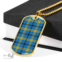 Scottish Laing Clan Tartan Dog Tag Necklace - Classic Scottish Plaid Tartan Plaid