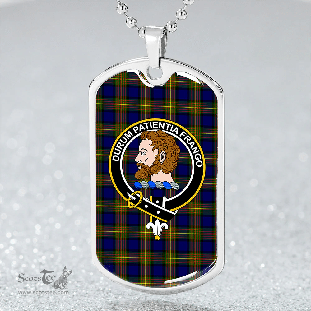 ScottishPlaid More (Muir) Clan Tartan Dog Tag Necklace - Crest Classic Scottish Plaid Tartan Plaid