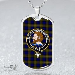 ScottishPlaid More (Muir) Clan Tartan Dog Tag Necklace - Crest Classic Scottish Plaid Tartan Plaid