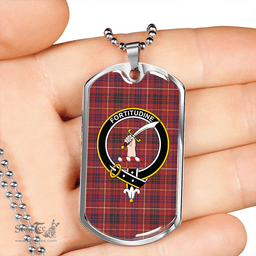 ScottishPlaid MacRae of Inverinate Weathered Clan Tartan Dog Tag Necklace - Crest Classic Scottish Plaid Tartan Plaid