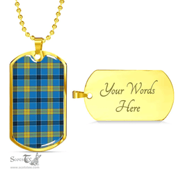 Scottish Laing Clan Tartan Dog Tag Necklace - Classic Scottish Plaid Tartan Plaid