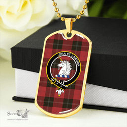 ScottishPlaid Ramsay Red (Ramsay of Dalhousie) Clan Tartan Dog Tag Necklace - Crest Classic Scottish Plaid Tartan Plaid