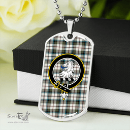 ScottishPlaid MacNaughton Dress #2 Ancient Clan Tartan Dog Tag Necklace - Crest Classic Scottish Plaid Tartan Plaid