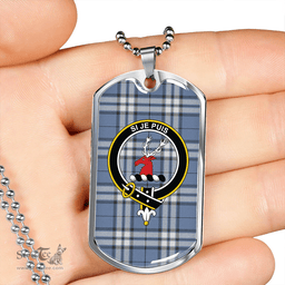 ScottishPlaid MacLintock #2 Weathered Clan Tartan Dog Tag Necklace - Crest Classic Scottish Plaid Tartan Plaid