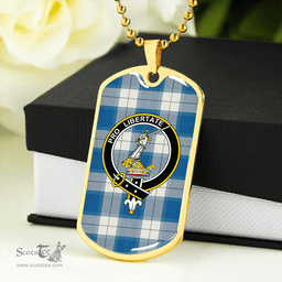 ScottishPlaid Wallace Dress Blue (Wallas Dress Blue) Ancient Clan Tartan Dog Tag Necklace - Crest Classic Scottish Plaid Tartan Plaid