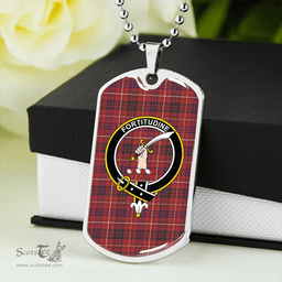 ScottishPlaid MacRae of Inverinate Weathered Clan Tartan Dog Tag Necklace - Crest Classic Scottish Plaid Tartan Plaid