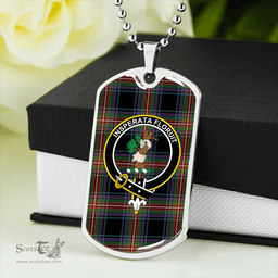 ScottishPlaid Watt (Wate) Ancient Clan Tartan Dog Tag Necklace - Crest Classic Scottish Plaid Tartan Plaid