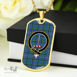 ScottishPlaid Rankin Ancient Clan Tartan Dog Tag Necklace - Crest Classic Scottish Plaid Tartan Plaid