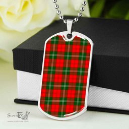 Scottish Lennox Modern Clan Tartan Dog Tag Necklace - Classic Scottish Plaid Tartan Plaid